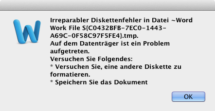 Irreparabler Diskettenfehler