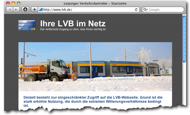 Webseite außer Betrieb - Screenshot vom 9.12.