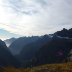 Blick vom Gertrude Saddle zum Milford Sound